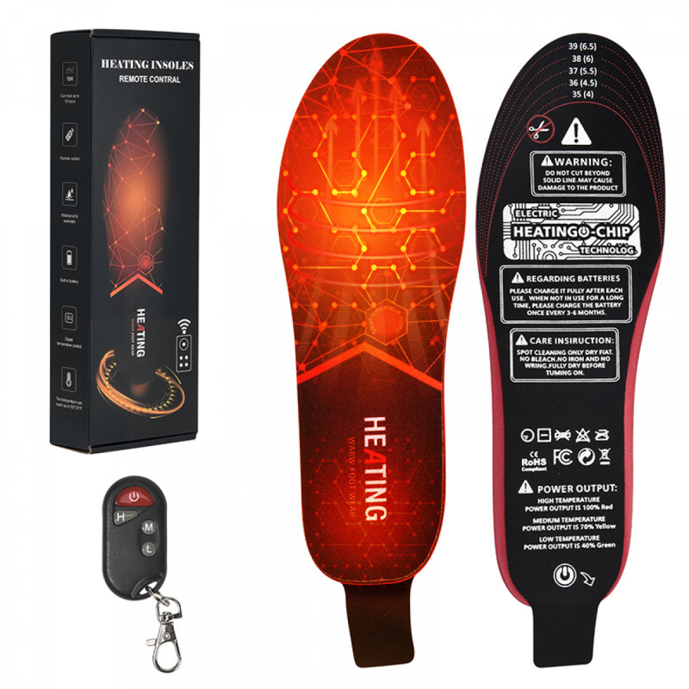 Winter Warmth: Rechargeable Heated Insoles with Remote & App, 10-Hour Heat, 3000mAh Battery