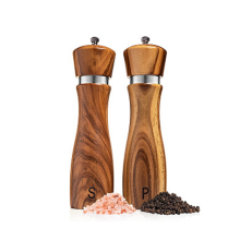 2er-Pack Salz- und Pfeffermühlen-Set aus Akazienholz, 8 Zoll (ca. 20 cm) großes Set aus Holz, inklusive Salz- und Pfefferstreuer.
