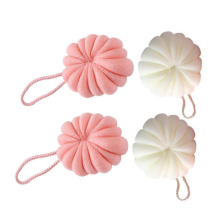 Bath Loofah 4 Pack Pumpkin Shape Shower Puff for Gentle Skin Exfoliation and Rich Bubble Lather