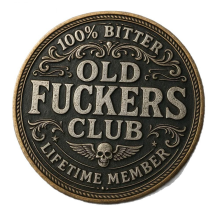 Grumpy Old Fuckers Club 100% Bitter Lifetime Member Coin Dubbelzijdig ontwerp Rekwisiet voor een bijeenkomst van oude vrienden