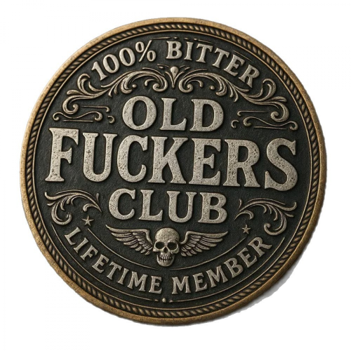 Grumpy Old Fuckers Club Κέρμα Διπλής Όψης με 100% Πικρό Μέλος Ισόβιας Χρήσης, Σχέδιο για Παλ