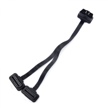 Câble d'extension OBD 16 broches, connecteur adaptateur en Y mâle droit vers double femelle droite, coude plat OBD2, longueur 0,3 mètre