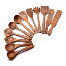 Kochlöffel aus Holz, 12er-Pack Küchenutensilien aus Holz, Küchenhelfer-Set aus Holz, Spatel