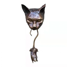 Kat en muis wanddecoratie, katten deurklopper sculptuur, voordeurdecoratie, handgemaakte deurknoppen voor