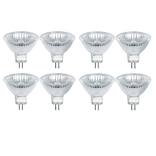Pack Of 8 Halogen Bulbs Gu5.3 Mr16 35w 12v Dimmable - Warm White 2800k, 400 Lumens, Glass Cover Fi