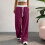 Women's wide-leg sweatpants, drawstring-Dark Blue L 2