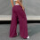 Women's wide-leg sweatpants, drawstring-Dark Blue L 4