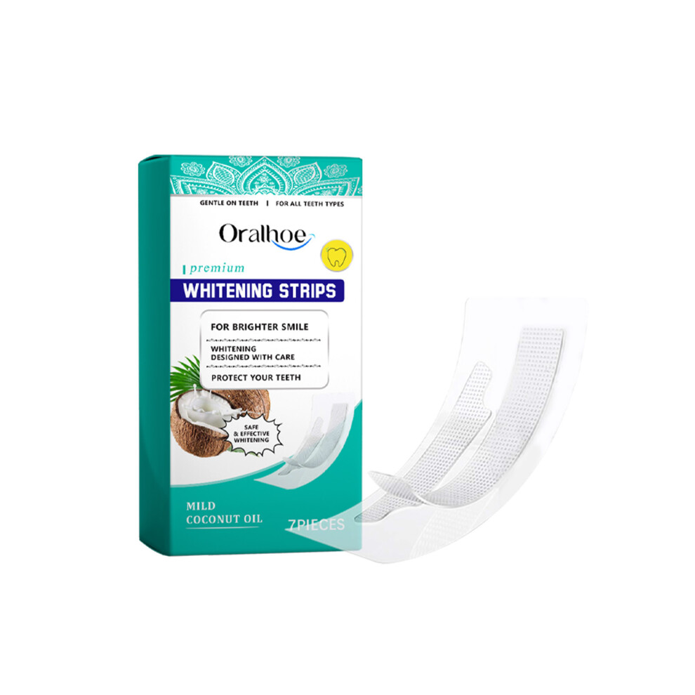 ORALHOE dental care strips, teeth cleaning strips, yellowing teeth, tea stains, coffee stains, brightening teeth strips