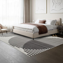 (160 x 230 cm (5 ft 2 in x 7 ft 5 in), Jett Piano Black) Extra Large Area Rugs Printed Geometric Traditional Carpets Runner Rug & Luxury Floor Door Mats