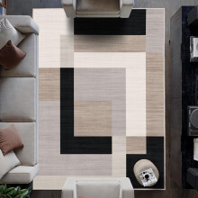 (160 x 230 cm (5 ft 2 in x 7 ft 5 in), Milo Neutral) Extra Large Area Rugs Printed Geometric Traditional Carpets Runner Rug & Luxury Floor Door Mats