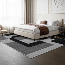 (160 x 230 cm (5 ft 2 in x 7 ft 5 in), Milo Black Grey) Extra Large Area Rugs Printed Geometric Traditional Carpets Runner Rug & Luxury Floor Door Mats