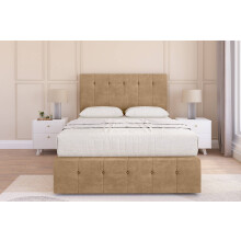 (2'6 Small Single, Latte) Sloomy Cambridge Dumfries Divan Bed Base 2 Drawers Left Side With 26" Strutted Headboard & 12" Matching Footboard