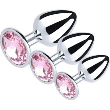 Set di plug anali in acciaio inossidabile, 3 misure, plug anale in metallo con dettagli in diamante per uomo e donna