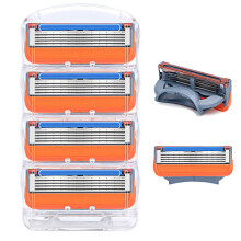 Men's Razor Blade Refills with 5 Anti-Friction Blades, Soft Microfins and Lubricating Strip for Precise Beard Trimming