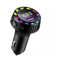 Bil cirkulär supersnabb laddning digital display färgglad andningsbar bil bluetooth-laddning mobiltelefon trådbunden laddare_m