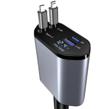 Uttrekkbar kabel for mobiltelefonlader på 120 W superhurtiglading, billader i aluminium, fire-i-ett, støtter Apple-serien_m
