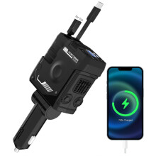 Încărcător auto retractabil Mecha, 120W, încărcare super rapidă, pentru una până la trei brichete auto, încărcare fulgerătoare_m