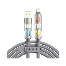 Lampada a respiro colorata quattro in uno cavo dati di ricarica rapida adatto per Apple e Huawei PD cavo di ricarica a colonna luminosa_M