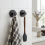 Self-adhesive Shower Suction Towel Hook Set, Black 3