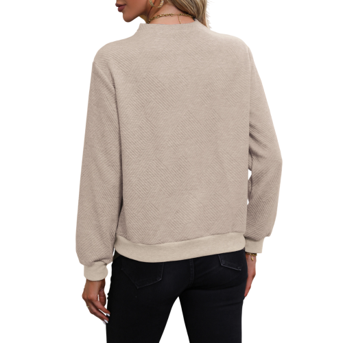 Women's casual long-sleeved button-down sweatshirt,-Black M 2