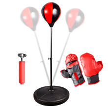 The Magic Toy Shop Kids Boxing Set Free Standing Punching Bag Ball with Junior Gloves and Pump