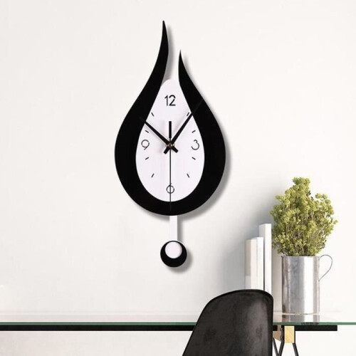 HOMYL Pendulum Wall Clock - Black - 30 cm - Silent - Decorative for Kitchen 2