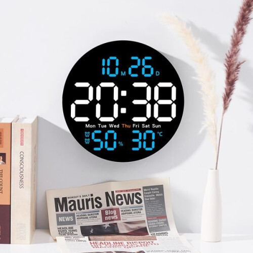 ANTCOOL Digital Wall Clock - 10 inches - LED - Temperature - Humidity - Date 2