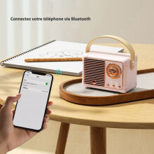 Mini Bluetooth speaker - Retro design - Beige - Portable and TF card compatible