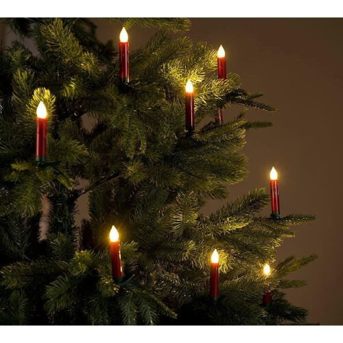 LED Christmas tree candles with infrared remote control - x10 - red 2