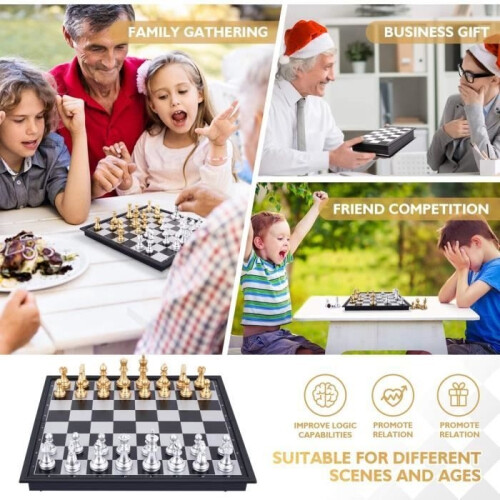 Chess Set - HOMNOBLE - Deluxe Chess Set - Foldable - Portable - ABS Plastic 2