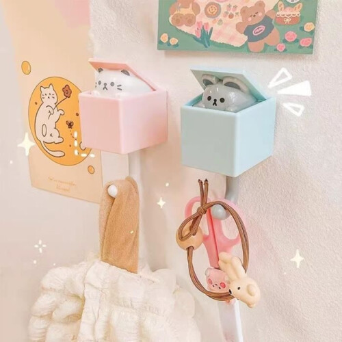 Wall Hooks, Adhesive Hooks, Creative Cat Hooks for Coats, Retractable Adhesive Hooks (4pcs) 2