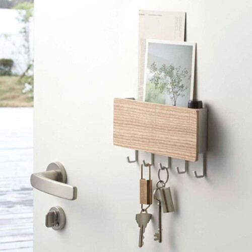 simple decorative retro key holder, rear storage rack, small wall hook, space-saving, easy installation, black 2