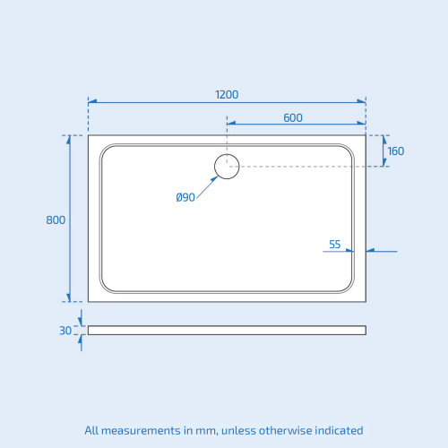 NES Home Nes Home 1200 x 800 mm Rectangular Shower Tray White 2