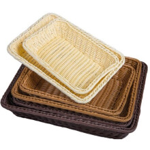 2pcs Rectangular Plastic Wicker Bread Basket, Fruit Basket, Storage Organizer, Egg Basket, 30*20*7CM