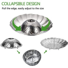 Stainless Steel Steamer Basket, 9" Stainless Steel Steamer for Pressure Cooker, Steaming Basket, Daisy Flower Design - Foldable