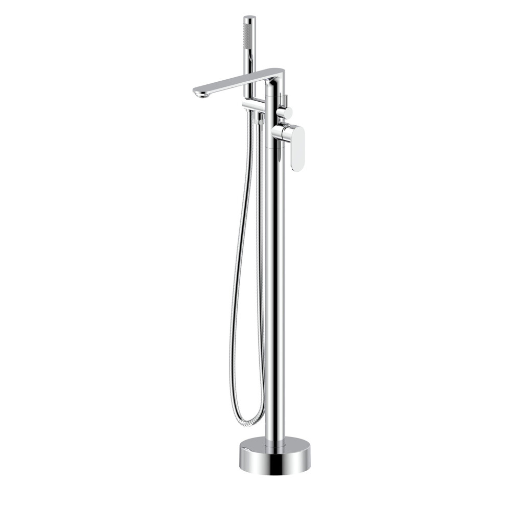 Nes Home Modern Chrome Freestanding Bath Shower Mixer Tap With Handheld Kit