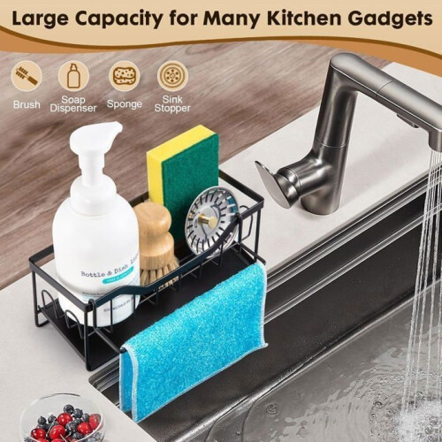 Sink Organizer - RICEEL - Sponge Holder - Automatic Drainage - Plastic - Gray 2