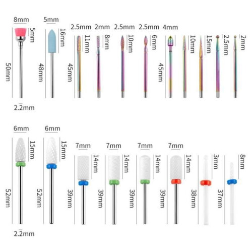 SPECOOL 18-Piece Ceramic Nail Drill Bit Set for Professional Manicures 1
