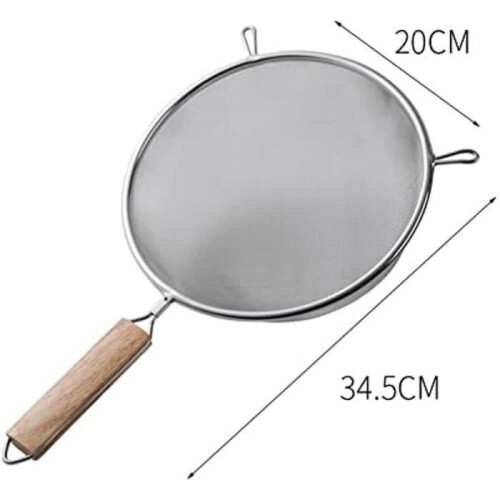 Colander - Stainless Steel - 20 cm - Wooden Handle - Multi-purpose - Durable 1