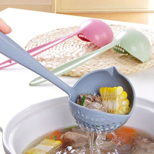 Colander - OKUMGGYJ - Long Handle - Anti-scalding - Round Filter - Blue