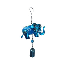Elephant wind chime in metal, iron, glass, painted craftsmanship, hanging ornaments, courtyard, garden, balcony, pendant