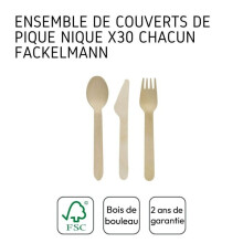 Wooden picnic cutlery set x30 each Fackelmann Move