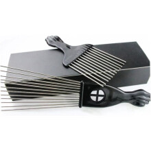 6pcs 3 Sizes African Hair Picks Metal Fist Picks Afro Combs for Hair Salon Tool Set