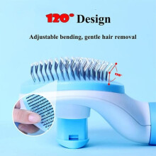Grooming Brush - LEOCLOTHO - Self-Cleaning - For Dogs and Cats - Long and Short Hair - Blue and White