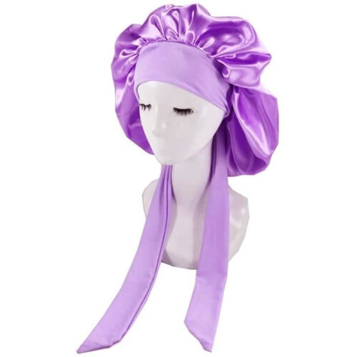 Silk sleep bonnet - Purple - Soft and stretchy 1