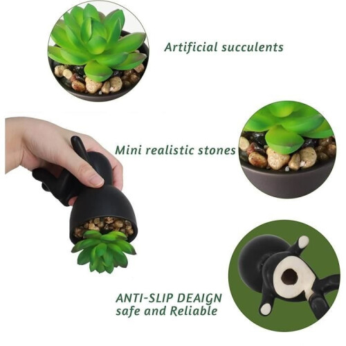 Ceramic Flower Pots - AMOUNE - Creative Designs - Assorted Colors - 3 Pieces 1