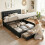 Homcom HOMCOM PU Leather King Bed Frame with Storage and Adjustable Headboard Black 8