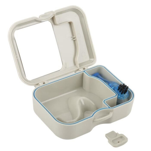 ARAMOX Denture Case - Storage Box for False Teeth - With Mirror and Brush - For Dentures 2