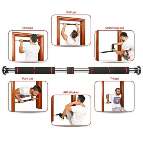 Doorway pull-up bar - WSdwqaa - Black + red - Max Load Capacity: 150kg 1