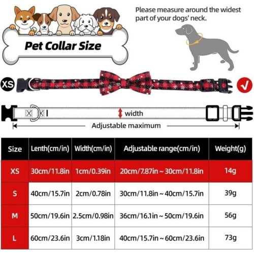 Pet collar - Unspecified - Christmas collar - Red - Adjustable - Checkered design 1